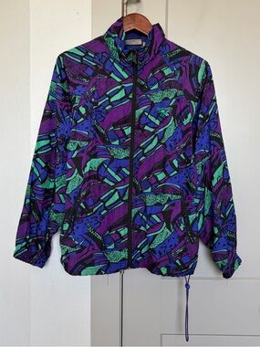 VINTAGE 90s REEBOK RETRO FULL ZIP WINDBREAKER TRACK JACKET PURPLE MEN’S MEDIUM